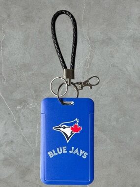 $8 Add-On 🆕Blue Jays Card Holder Keychain with Black Braided Loop